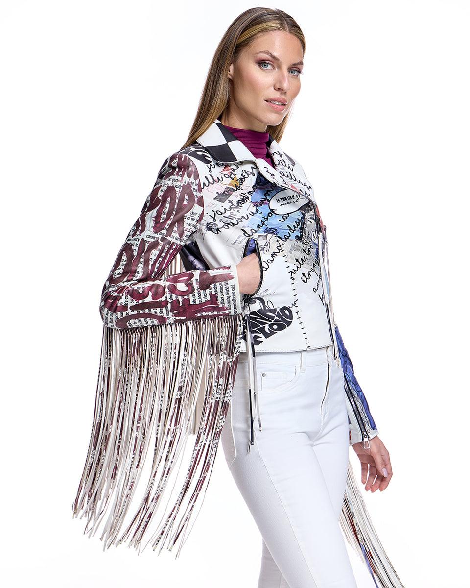 Leather Jacket with Fringes Product Image