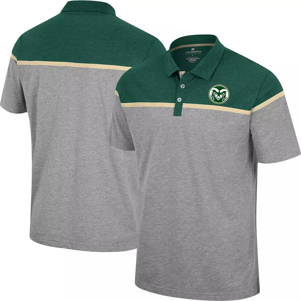 Men's Colosseum Heather Gray Colorado State Rams Chamberlain Polo,  Product Image