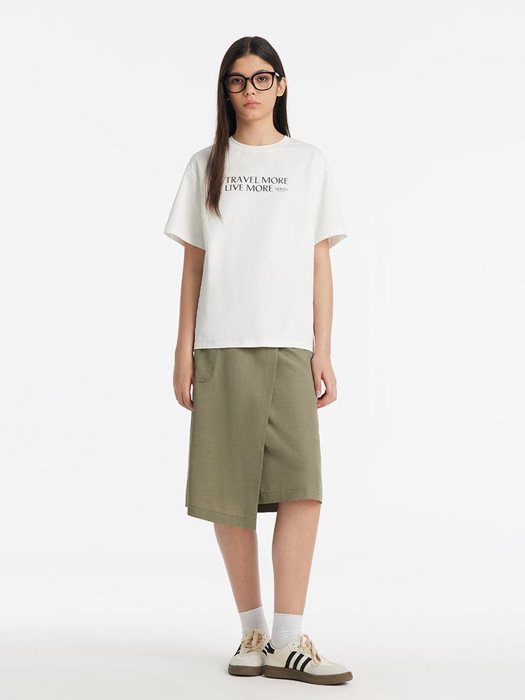 Pure Cotton Chic Letter Print Women T-Shirt Product Image