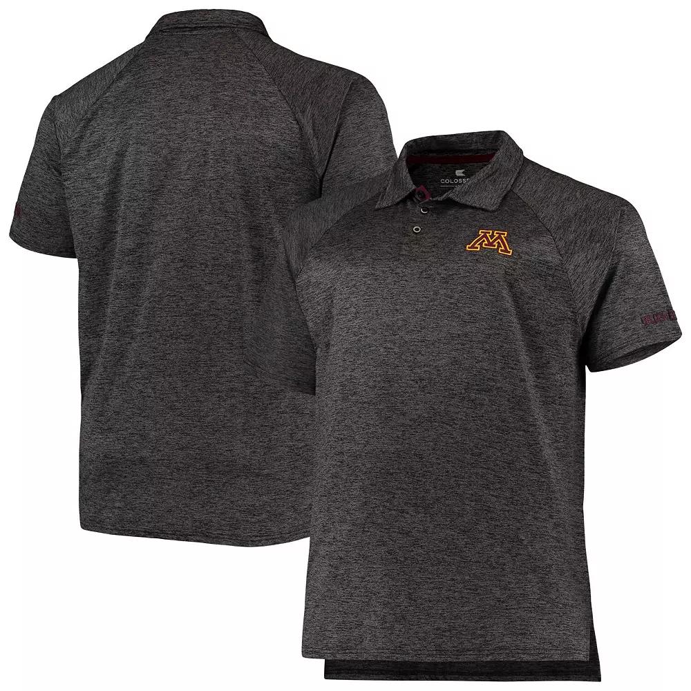 Men's Colosseum Heathered Black Minnesota Golden Gophers Big & Tall Down Swing Polo,  Product Image