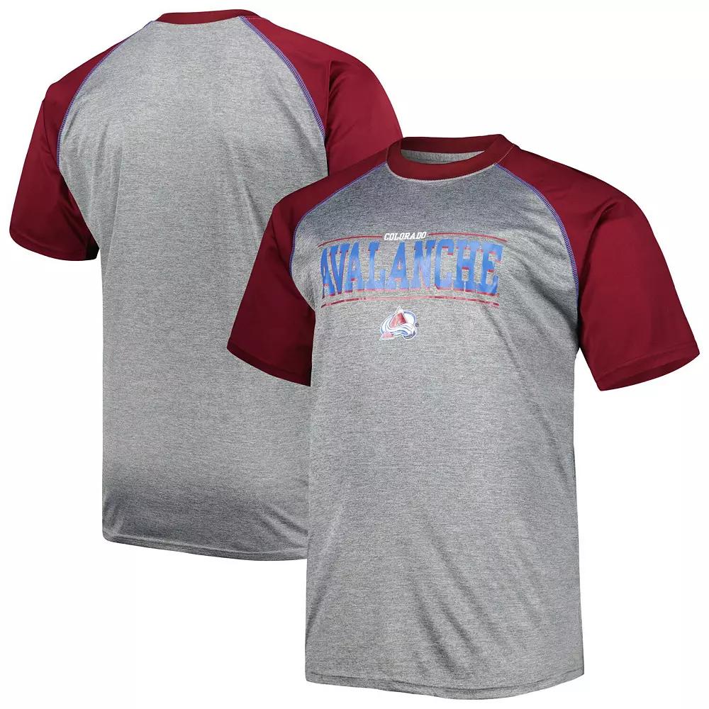 Men's Heather Gray Colorado Avalanche Big & Tall Logo Raglan T-Shirt, Size: 6XB, Grey Product Image