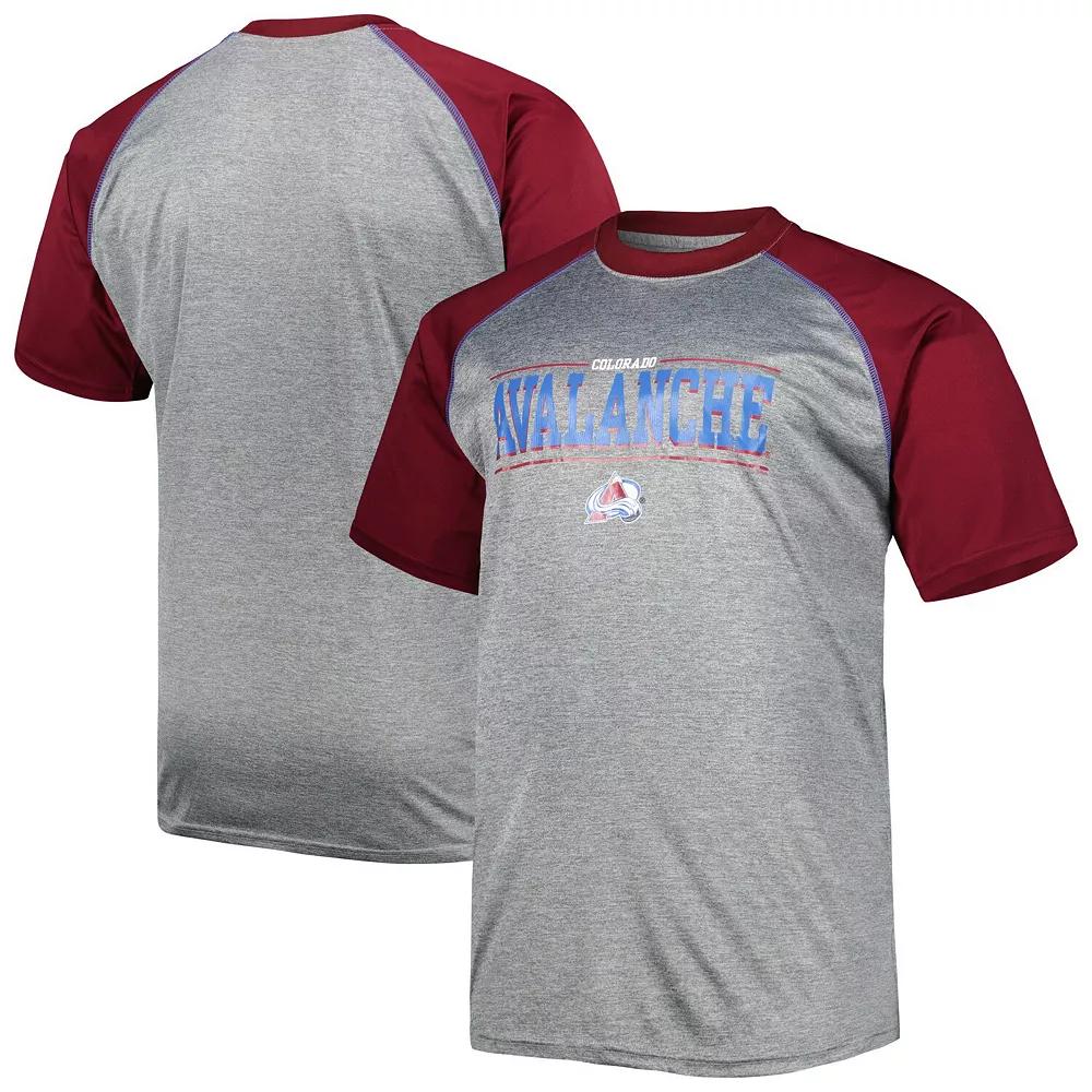 Men's Heather Gray Colorado Avalanche Big & Tall Logo Raglan T-Shirt, Size: 6XB, Grey Product Image