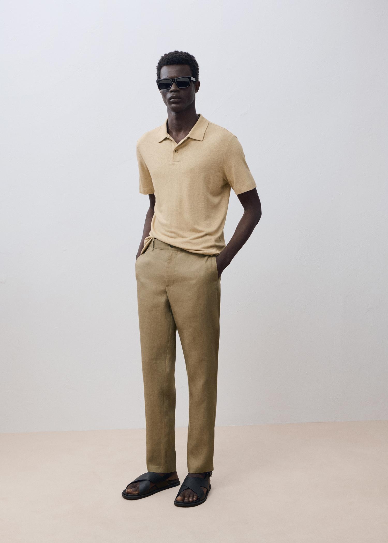 Slim-fit 100% linen pants - Men | MANGO USA Product Image