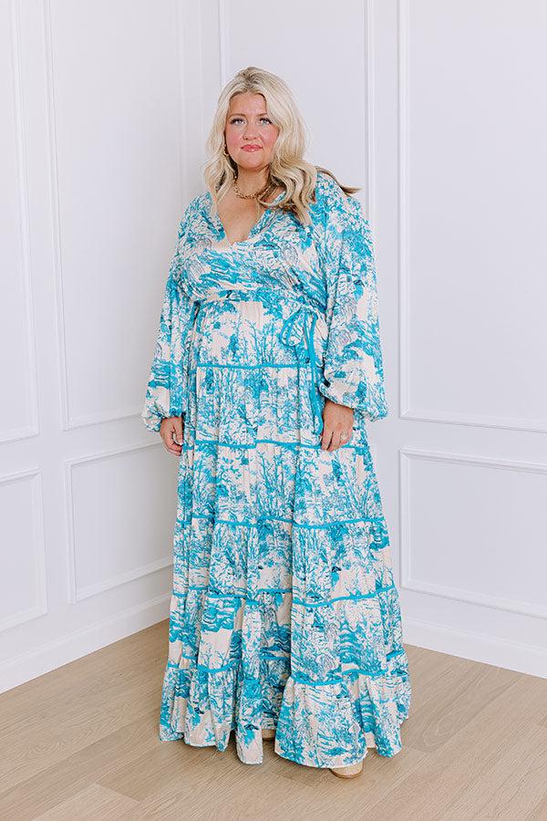 Chateau Chic Tiered Maxi Dress in Sky Blue Curves Product Image
