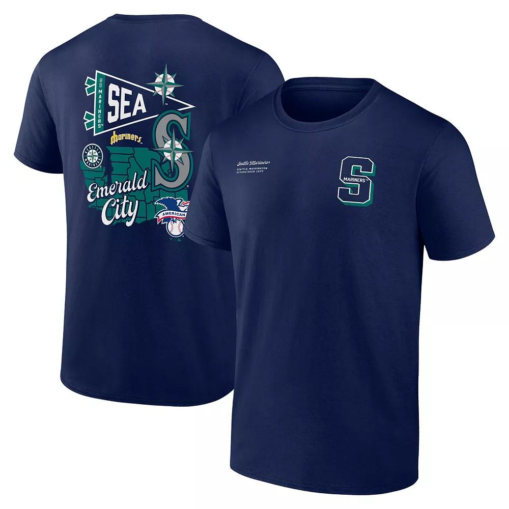 Men's Profile Navy Seattle Mariners Big & Tall Split Zone T-Shirt,  Product Image