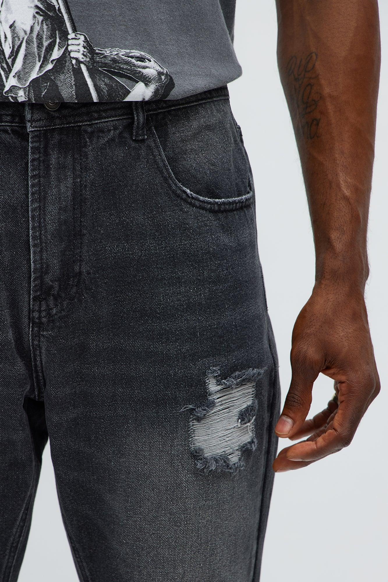Stacked Slim Flare Looking Through Me Ripped Jeans - Black Wash Male Product Image