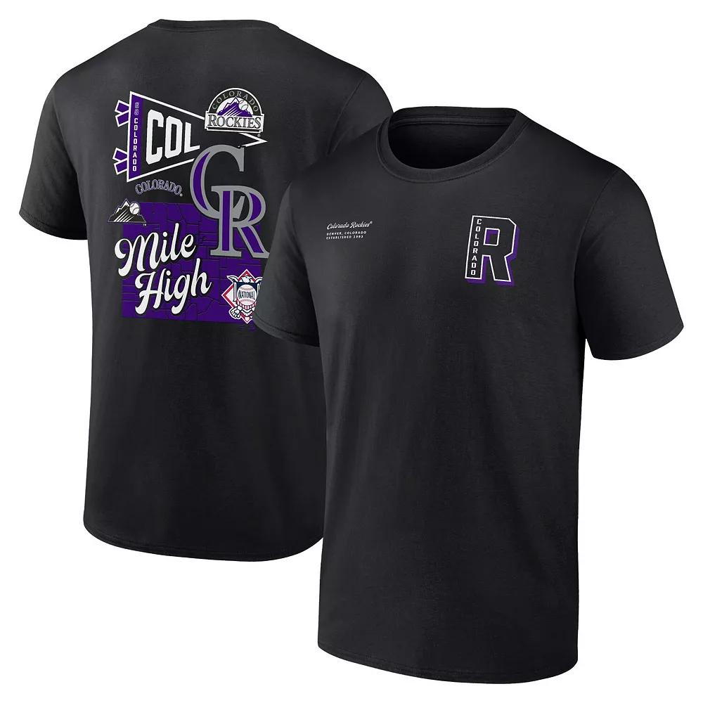 Men's Fanatics Branded Black Colorado Rockies Split Zone T-Shirt, Size: 2XL Product Image