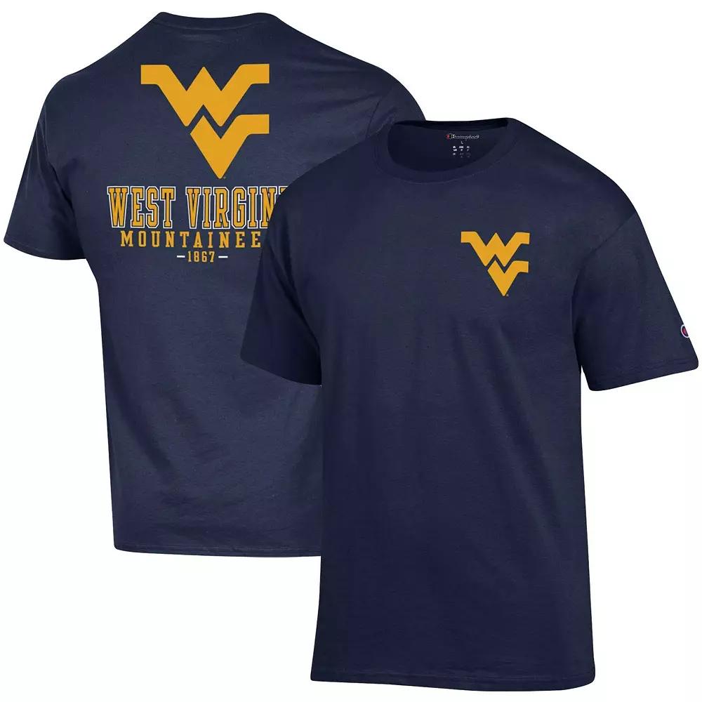 Men's Champion Navy West Virginia Mountaineers Stack 2-Hit T-Shirt,  Product Image