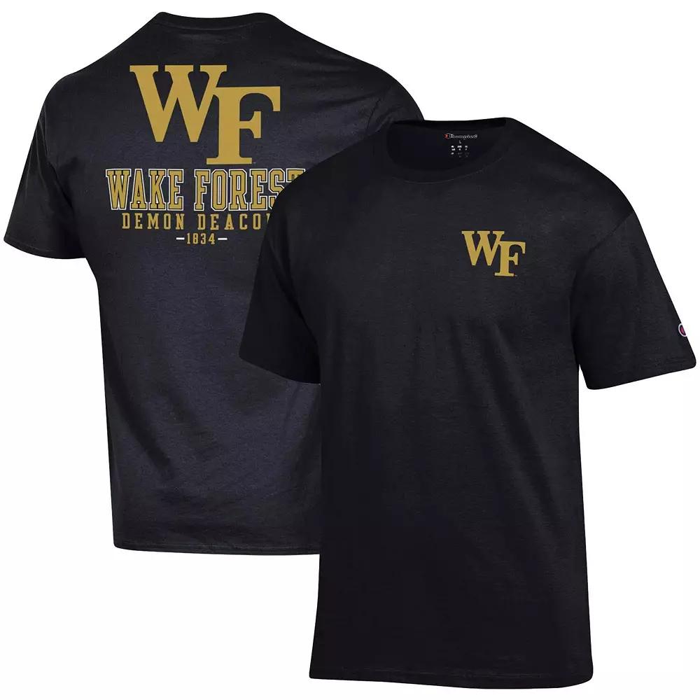 Men's Champion Navy West Virginia Mountaineers Stack 2-Hit T-Shirt,  Product Image
