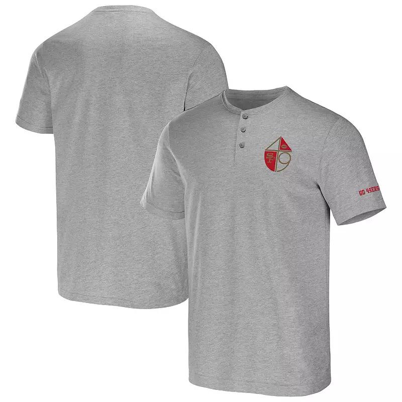 Men's NFL x Darius Rucker Collection by Fanatics Heather Gray San Francisco 49ers Henley T-Shirt,  Product Image