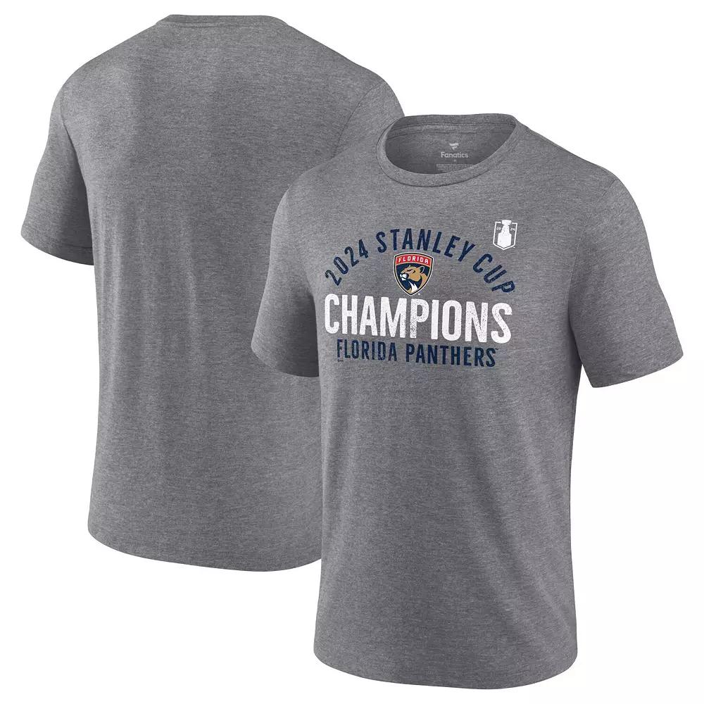 Men's Fanatics  Heather Gray Florida Panthers 2024 Stanley Cup Champions Rush Tri-Blend T-Shirt, Size: XL, Pnt Grey Product Image