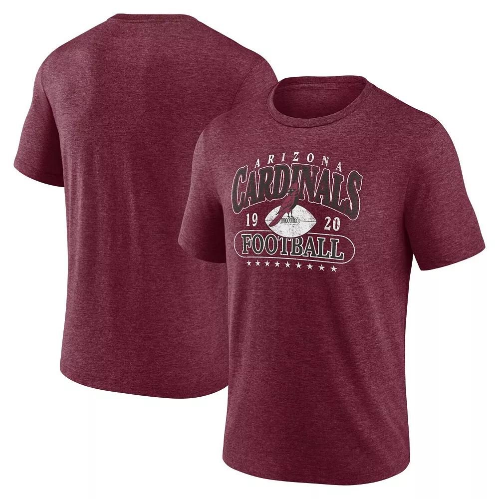 Men's Fanatics Heather Cardinal Arizona Cardinals Official Retro Tri-Blend T-Shirt,  Product Image