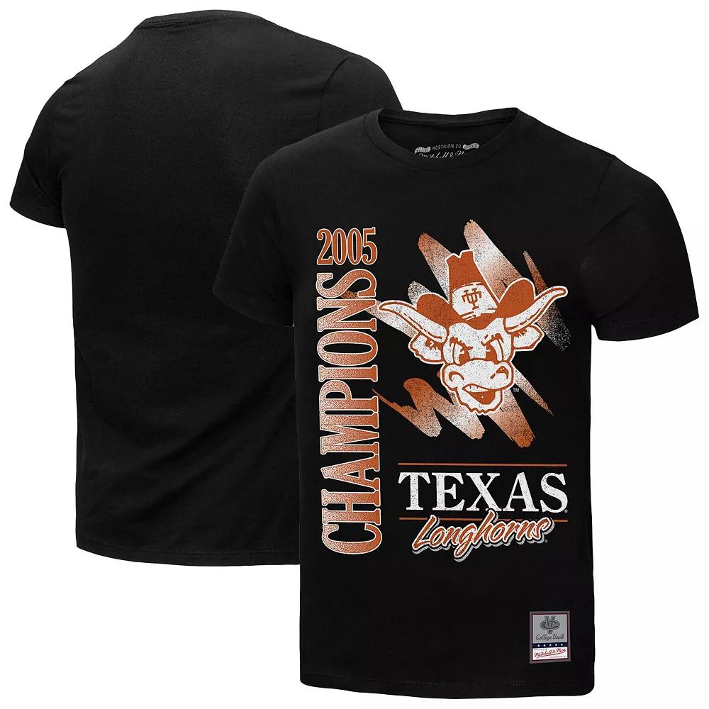 Men's Mitchell & Ness  Black Texas Longhorns Retro Brush Mineral Wash T-Shirt, Size: Large Product Image