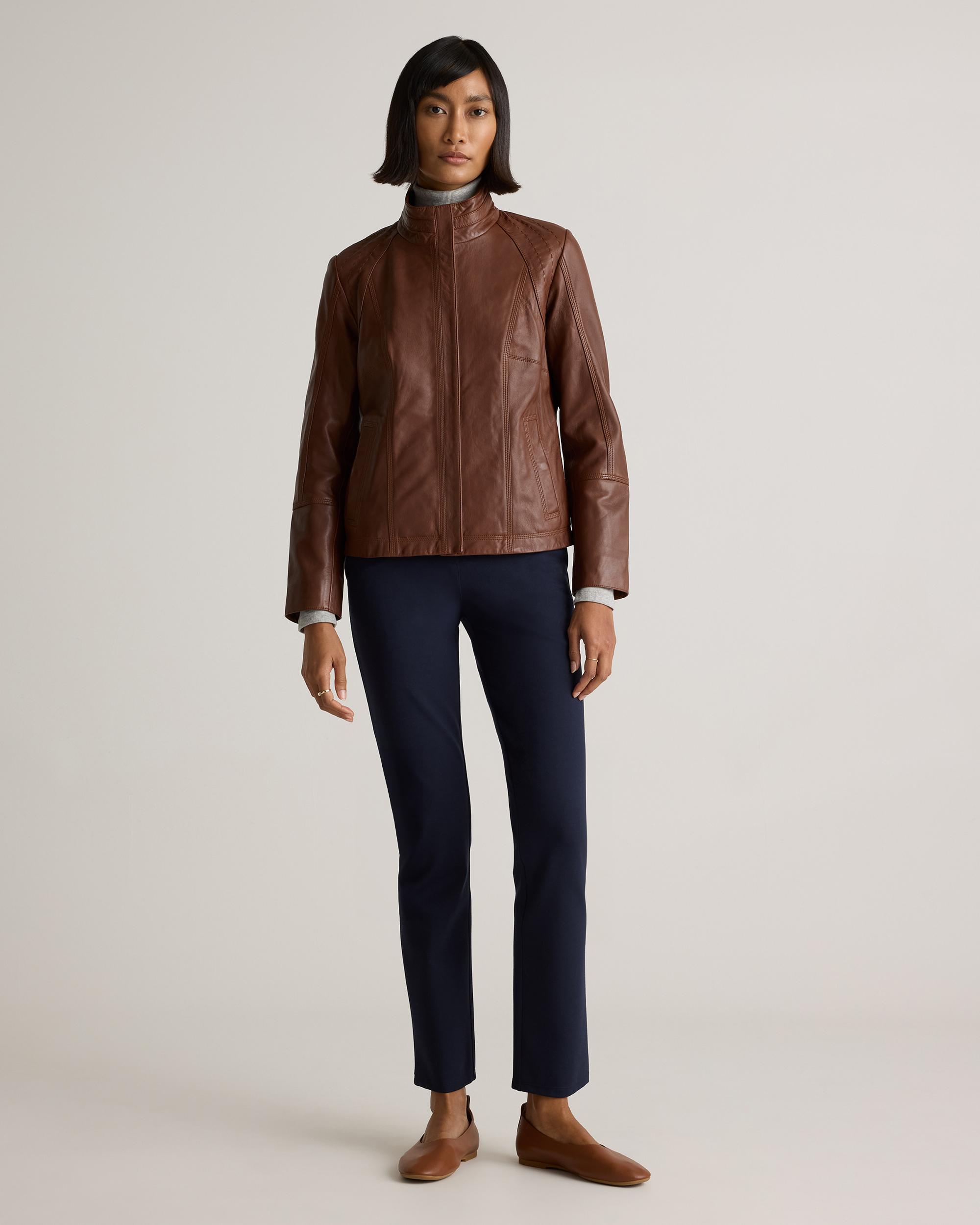 Quince | Women's Stand-Collar Jacket Size XS, Leather Product Image
