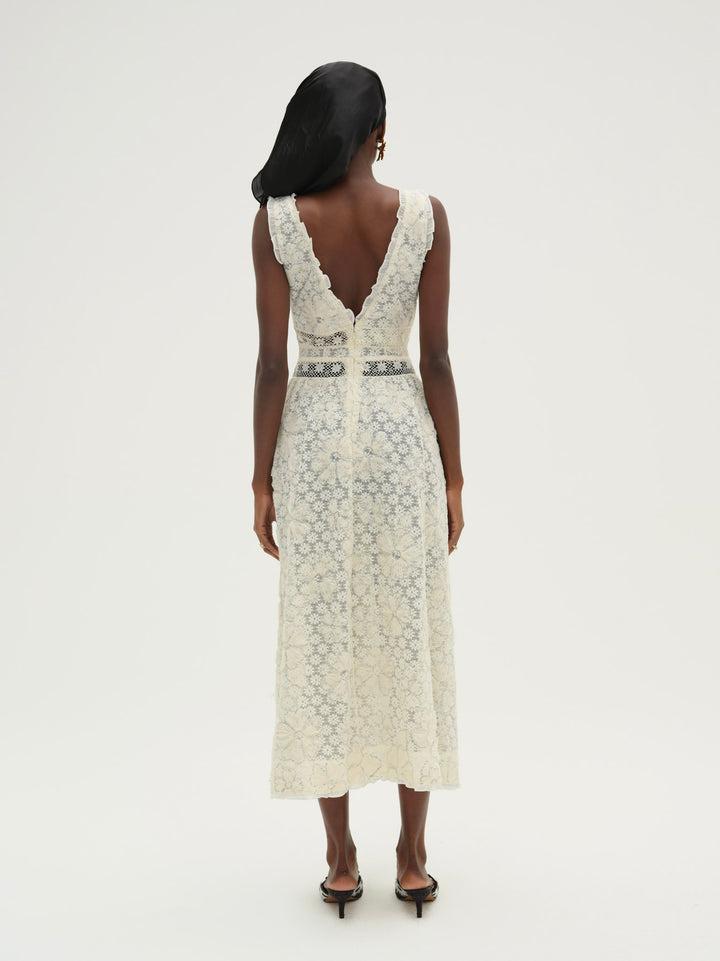 Snowflake Daisy Midi Dress — Ivory Product Image