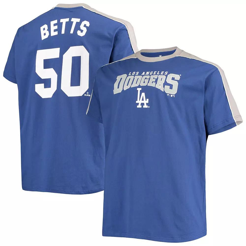 Men's Mookie Betts Royal/Gray Los Angeles Dodgers Big & Tall Fashion Piping Player T-Shirt,  Product Image