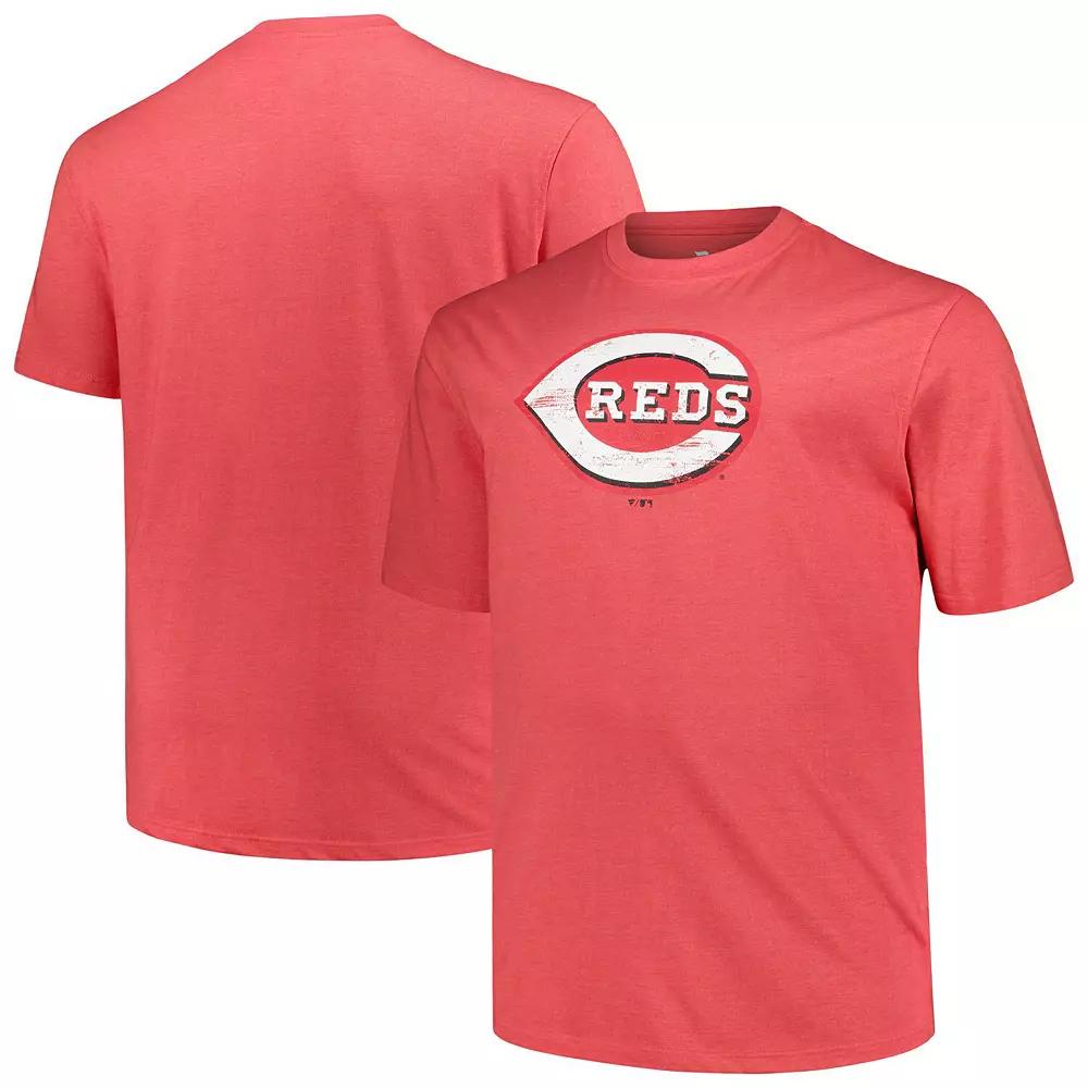 Men's Profile Heather Red Cincinnati Reds Big & Tall Weathered Logo T-Shirt,  Product Image
