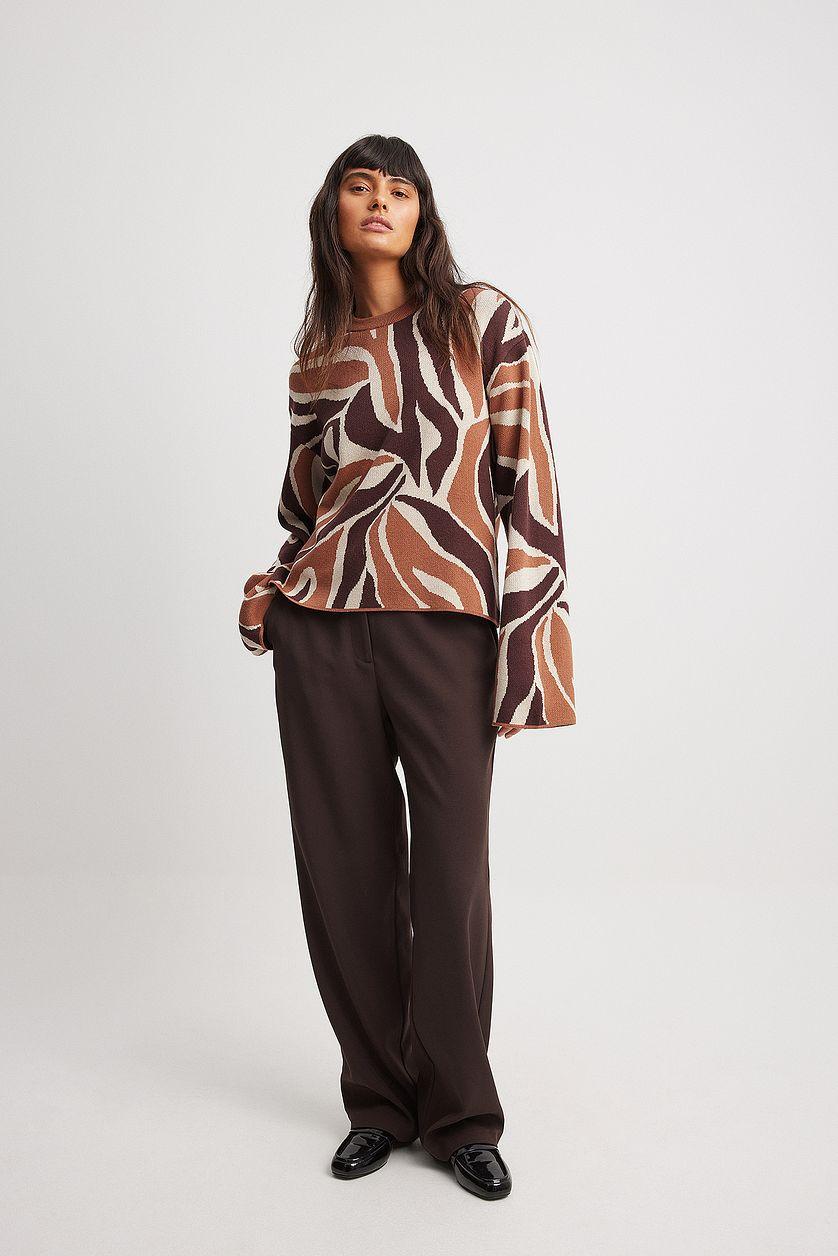 Round Neck Knitted Jacquard Sweater Product Image