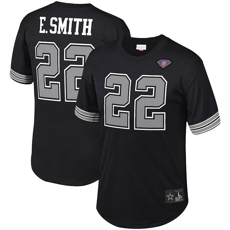 Men's Mitchell & Ness Emmitt Smith Black Dallas Cowboys Retired Player Name & Number Mesh Top, Size: XL Product Image