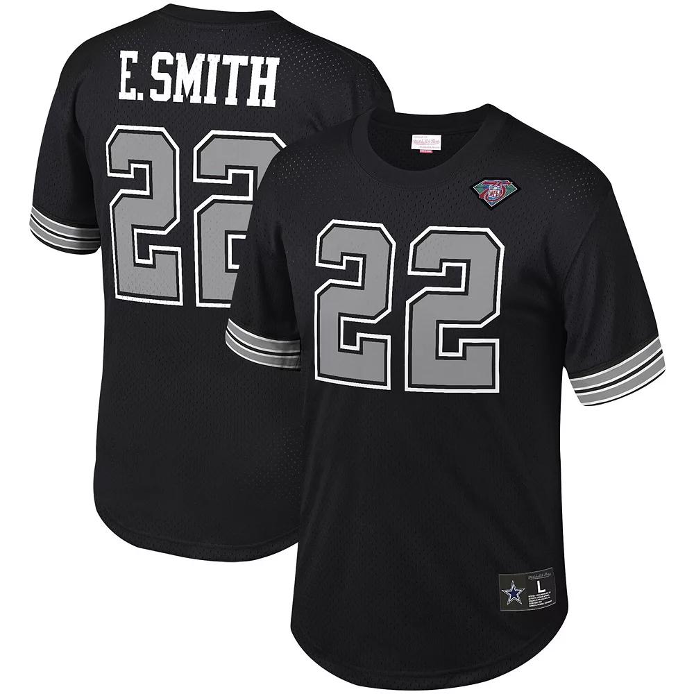 Men's Mitchell & Ness Emmitt Smith Black Dallas Cowboys Retired Player Name & Number Mesh Top, Size: XL Product Image
