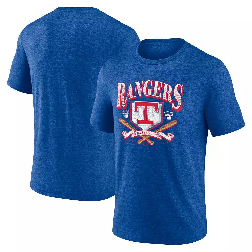 Men's Fanatics Branded Heather Royal Texas Rangers Home Team Tri-Blend T-Shirt, Size: XL, Blue Product Image