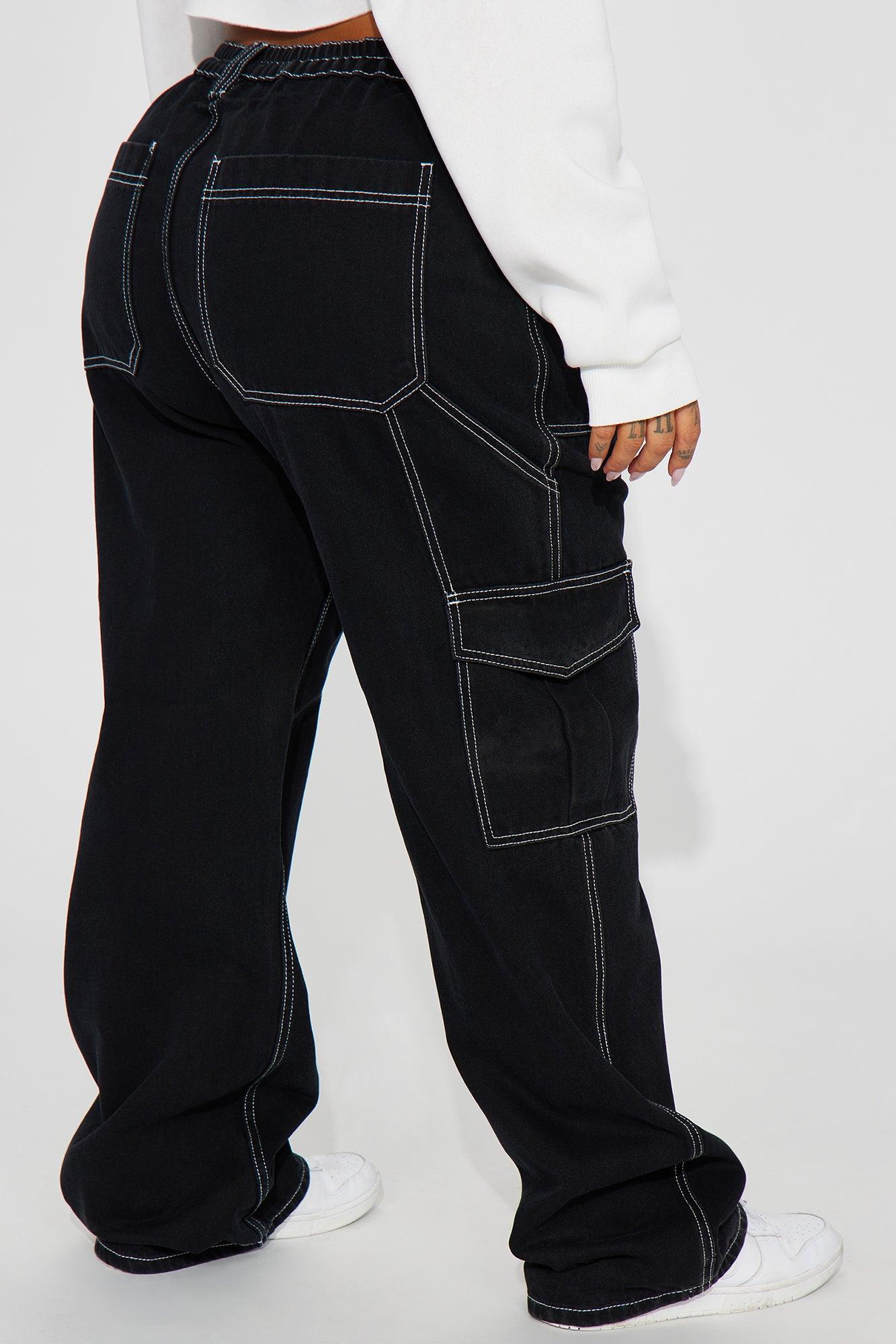 Petite Give Me A Break Cargo Carpenter Jeans - Black Product Image