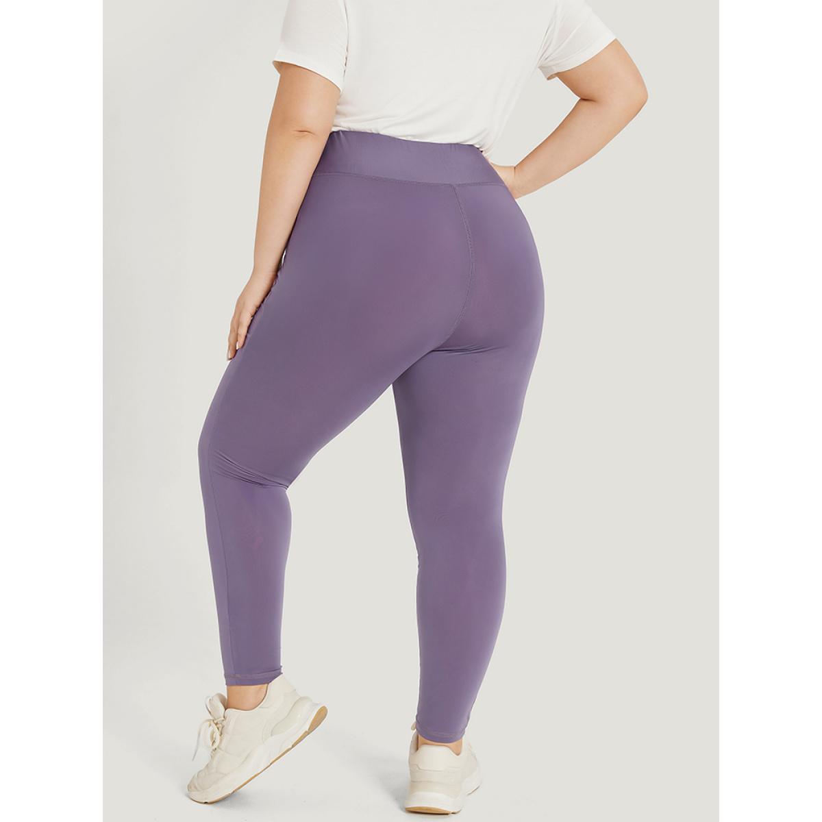 Plus Size Solid Wideband Waist Ties Skinny Leggings Women Mauve Casual High stretch Skinny High Rise Dailywear Leggings BloomChic 30/6X Product Image