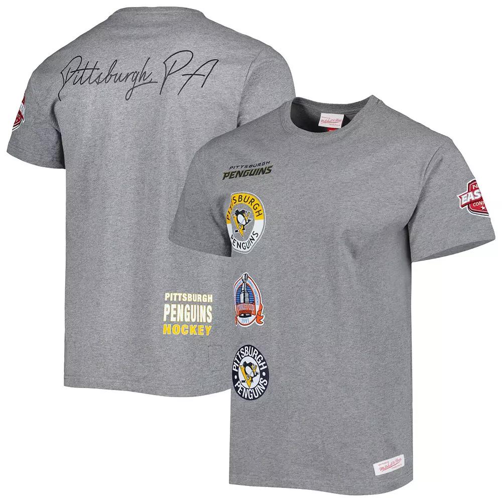 Men's Mitchell & Ness Heather Gray Pittsburgh Penguins City Collection T-Shirt,  Product Image