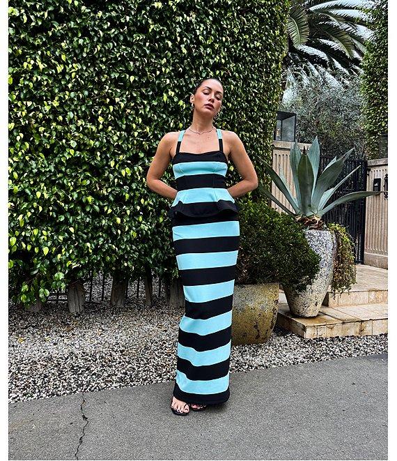 AFRM Franny Stripe Printed Matte Scuba Coordinating Maxi Skirt Product Image