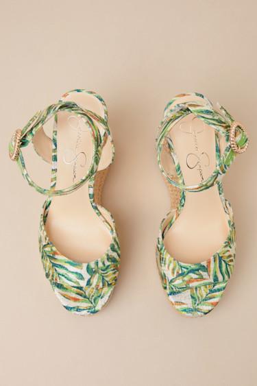 Kamindi Green Multi Platform Espadrille Wedges Product Image