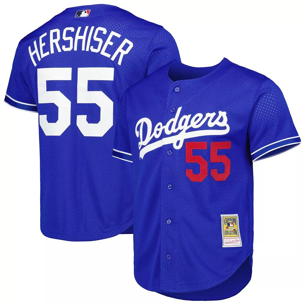 Men's Mitchell & Ness Orel Hershiser Royal Los Angeles Dodgers Cooperstown Collection Mesh Batting Practice Button-Up Jersey, Size: Medium, Blue Product Image