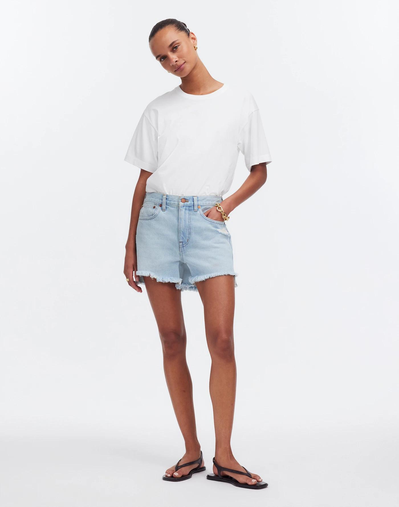 Relaxed Mid-Length Denim Shorts in Wengler Wash: Step-Hem Edition Product Image