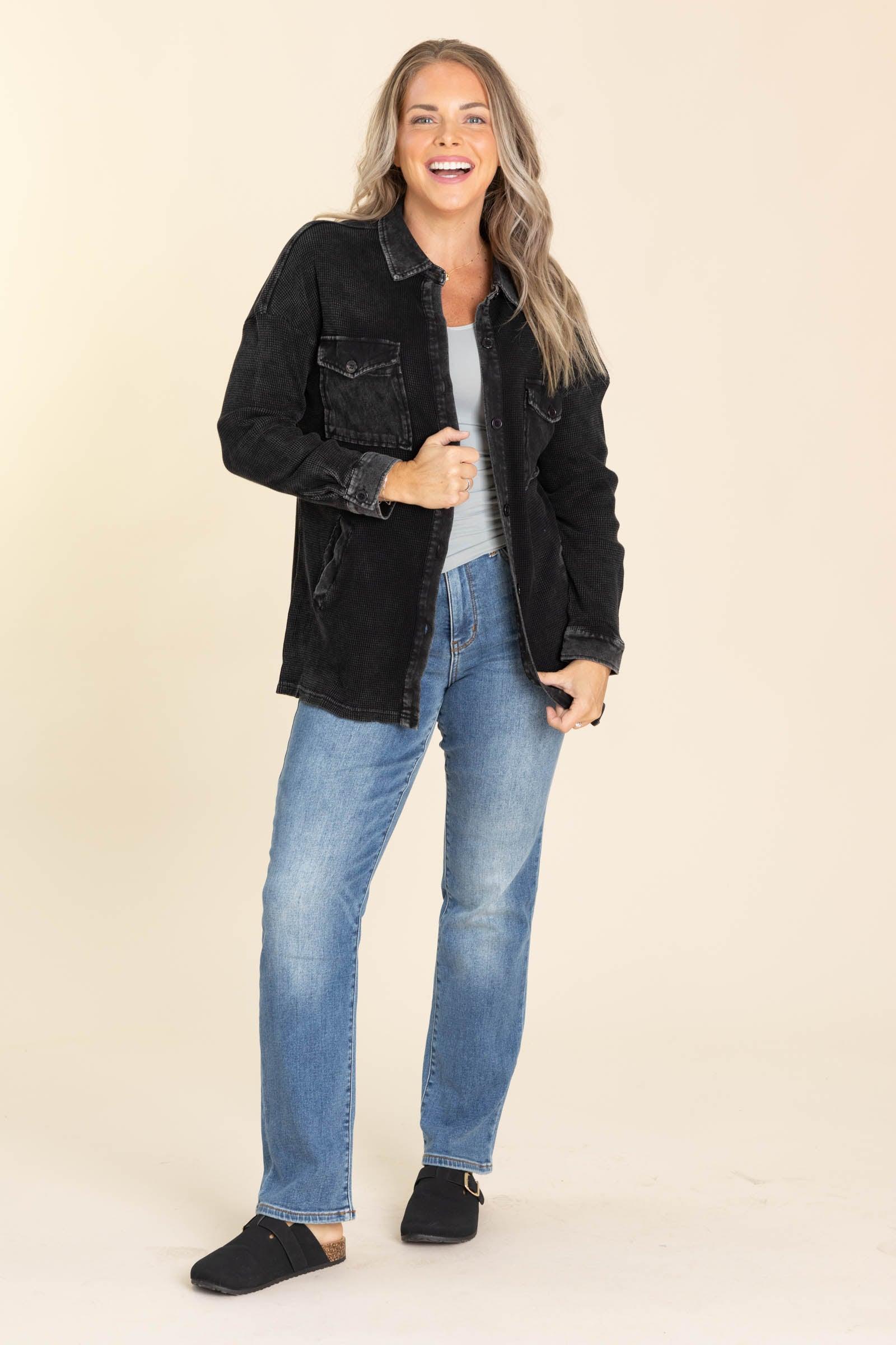 Judy Blue Vintage Wash Thermal Straight Jeans Product Image