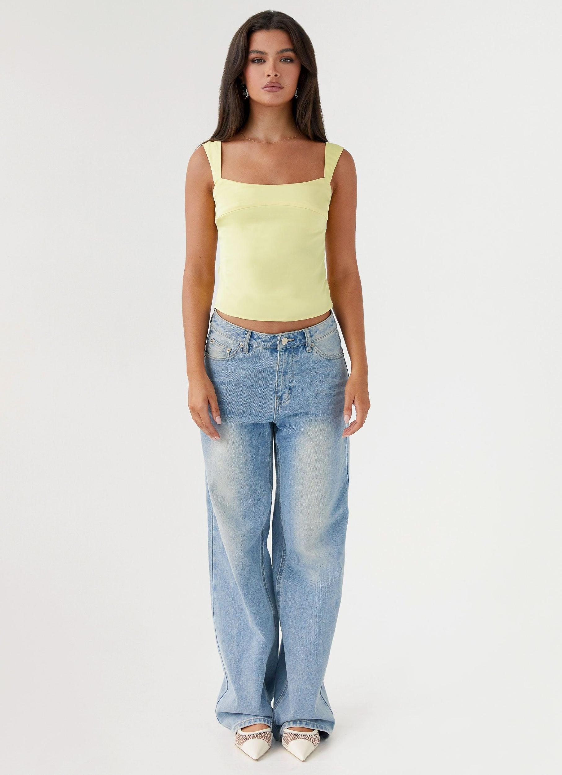 Lylah Satin Top - Yellow Product Image