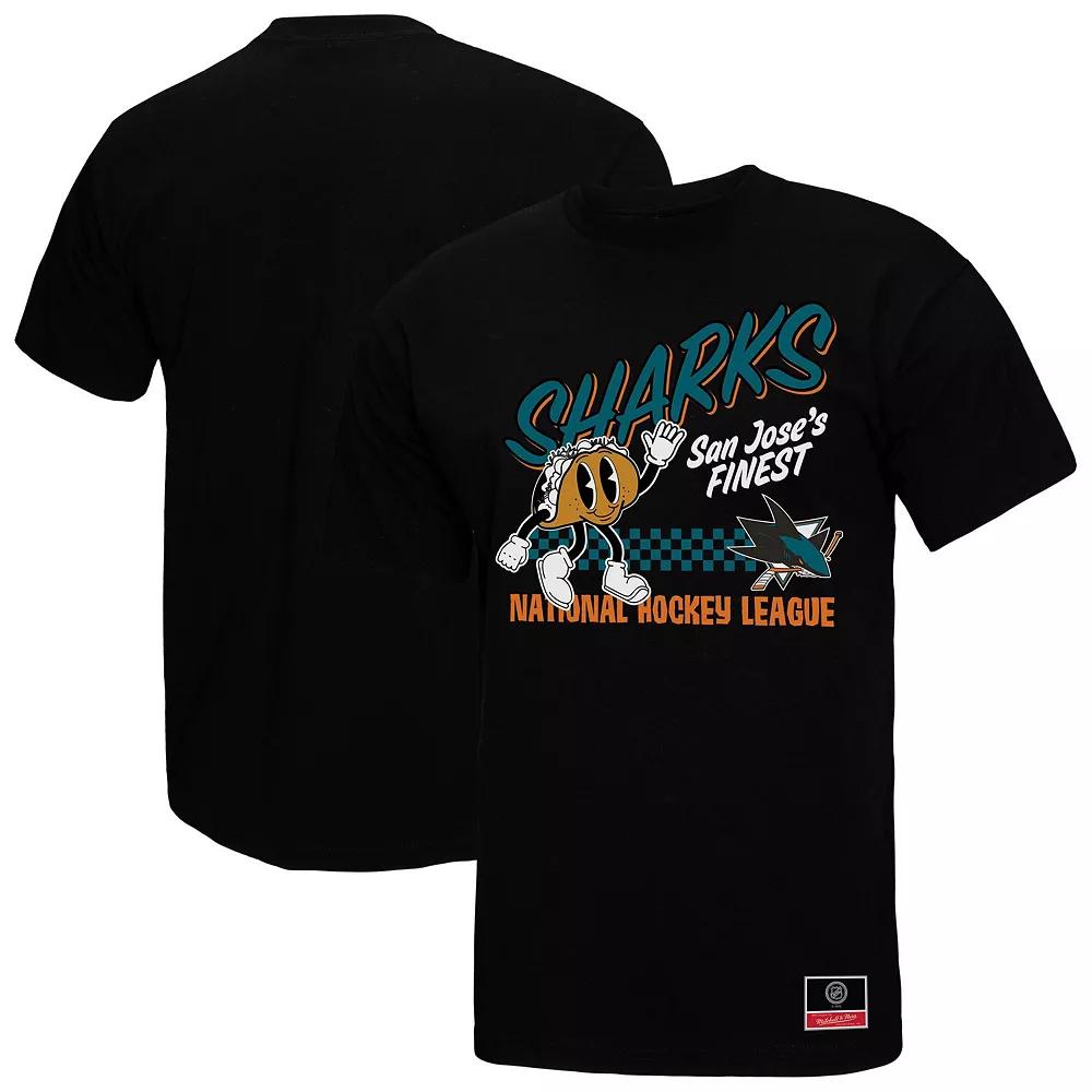 Men's Mitchell & Ness Black San Jose Sharks Local Food T-Shirt, Size: 3XL, Sks Black Product Image