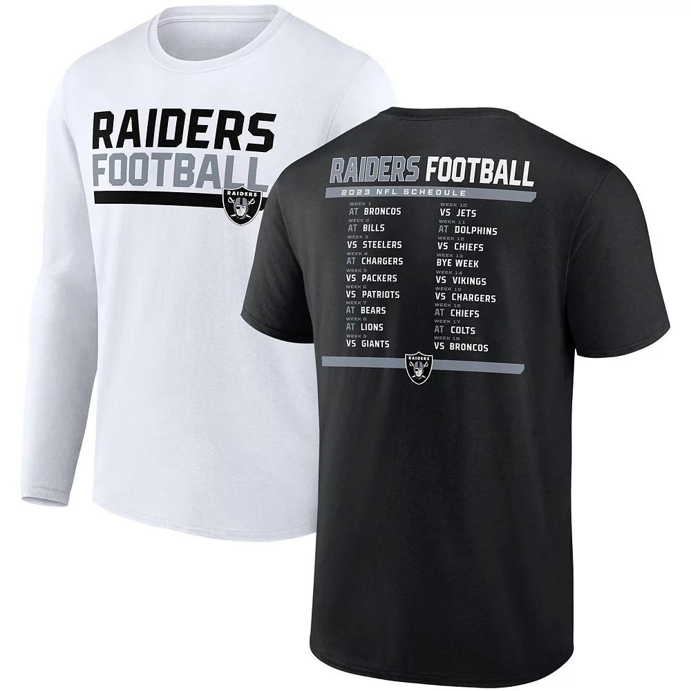 Men's Fanatics Branded Black/White Las Vegas Raiders Two-Pack 2023 Schedule T-Shirt Combo Set, Size: XL, Lvr Black Product Image