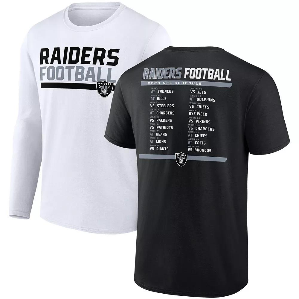 Men's Fanatics Branded Black/White Las Vegas Raiders Two-Pack 2023 Schedule T-Shirt Combo Set, Size: XL, Lvr Black Product Image