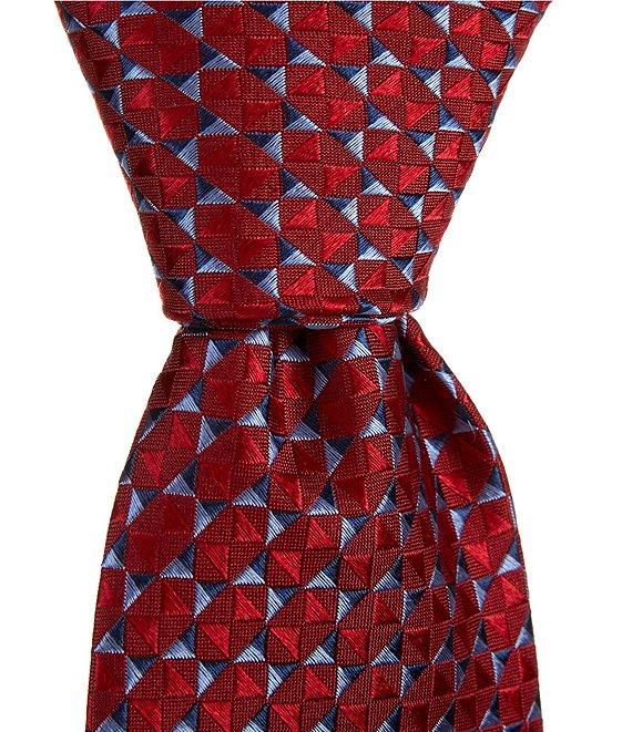 Hickey Freeman Pyramid Neat Traditional 3 1/4#double; Woven Silk Tie Product Image