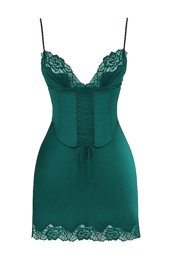 Soraya  forest satin slip dress Product Image