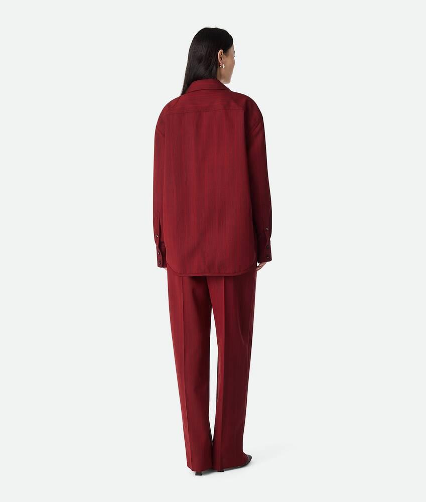 Women's Wool Subtle Stripe Shirt in Red/grey melange Product Image