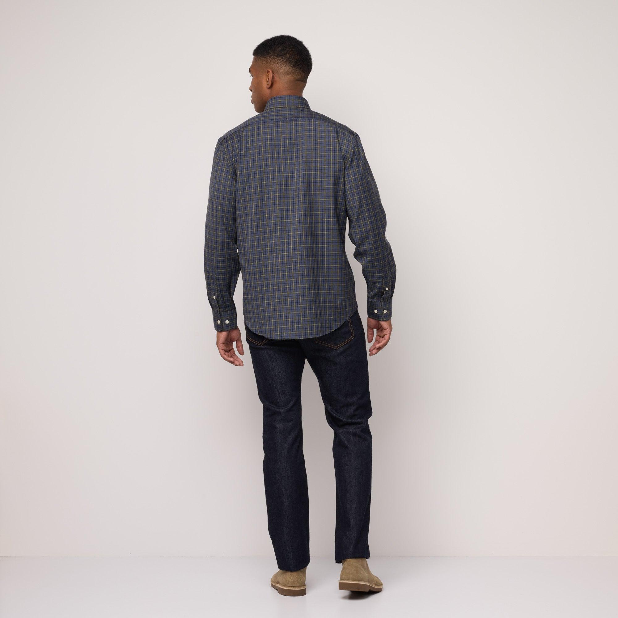 Merino Wool Button-Down Shirt | Green/Blue Plaid Product Image