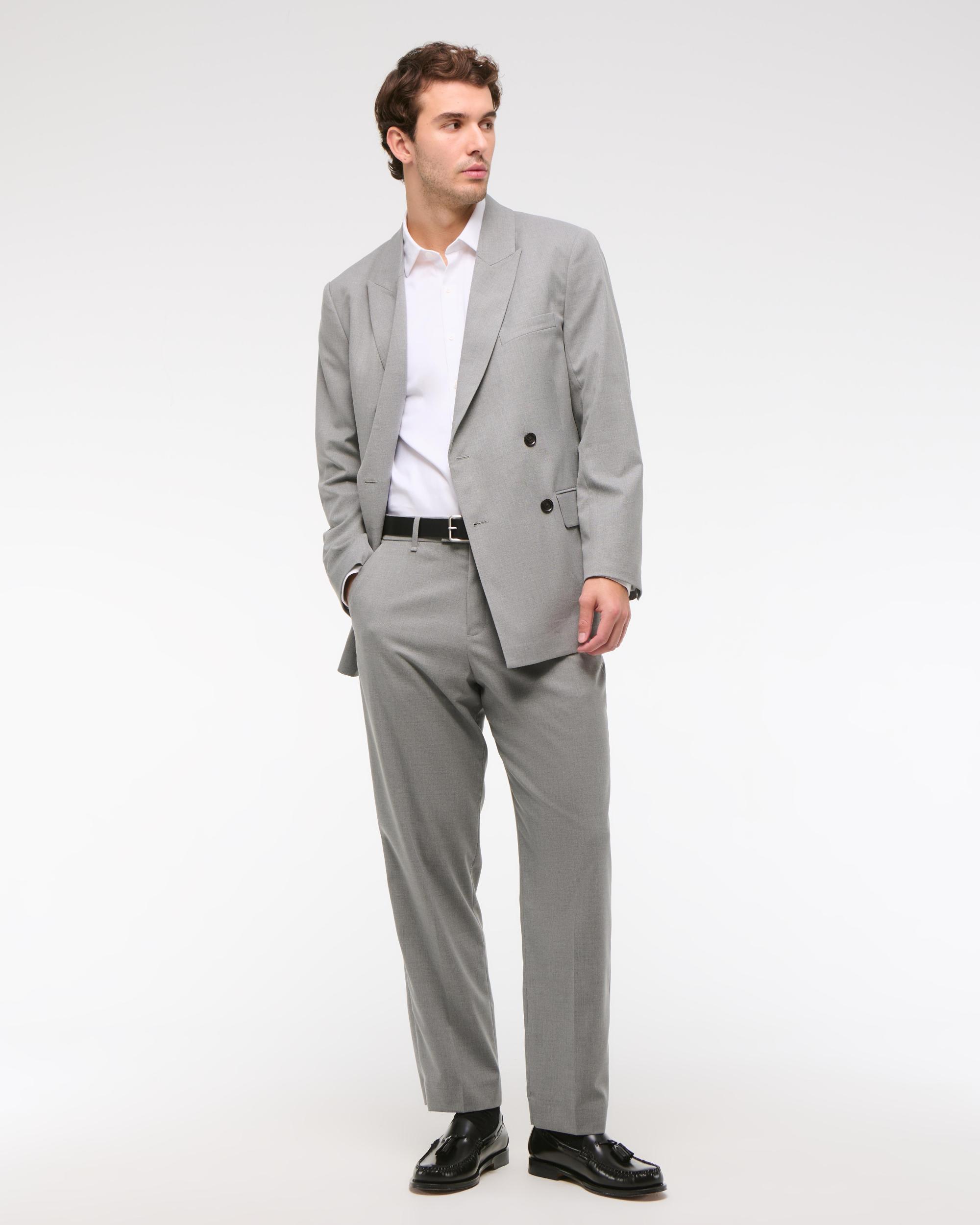 The A&F Collins Double-Breasted Cotton-Texture Blazer Product Image