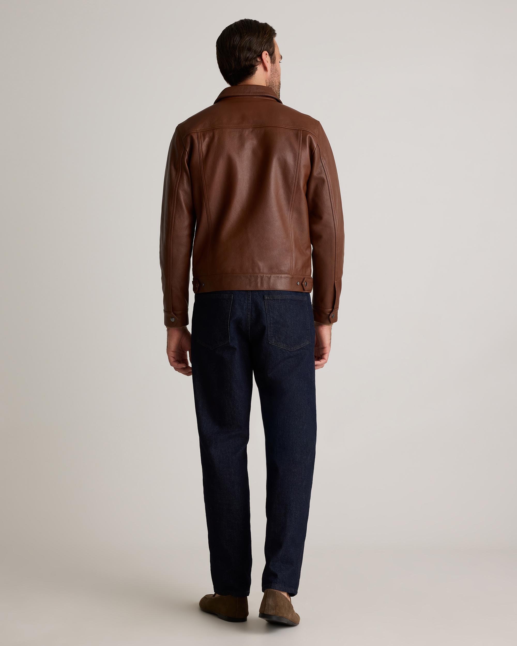 Quince | Men's 100% Burnished Leather Trucker Jacket Product Image