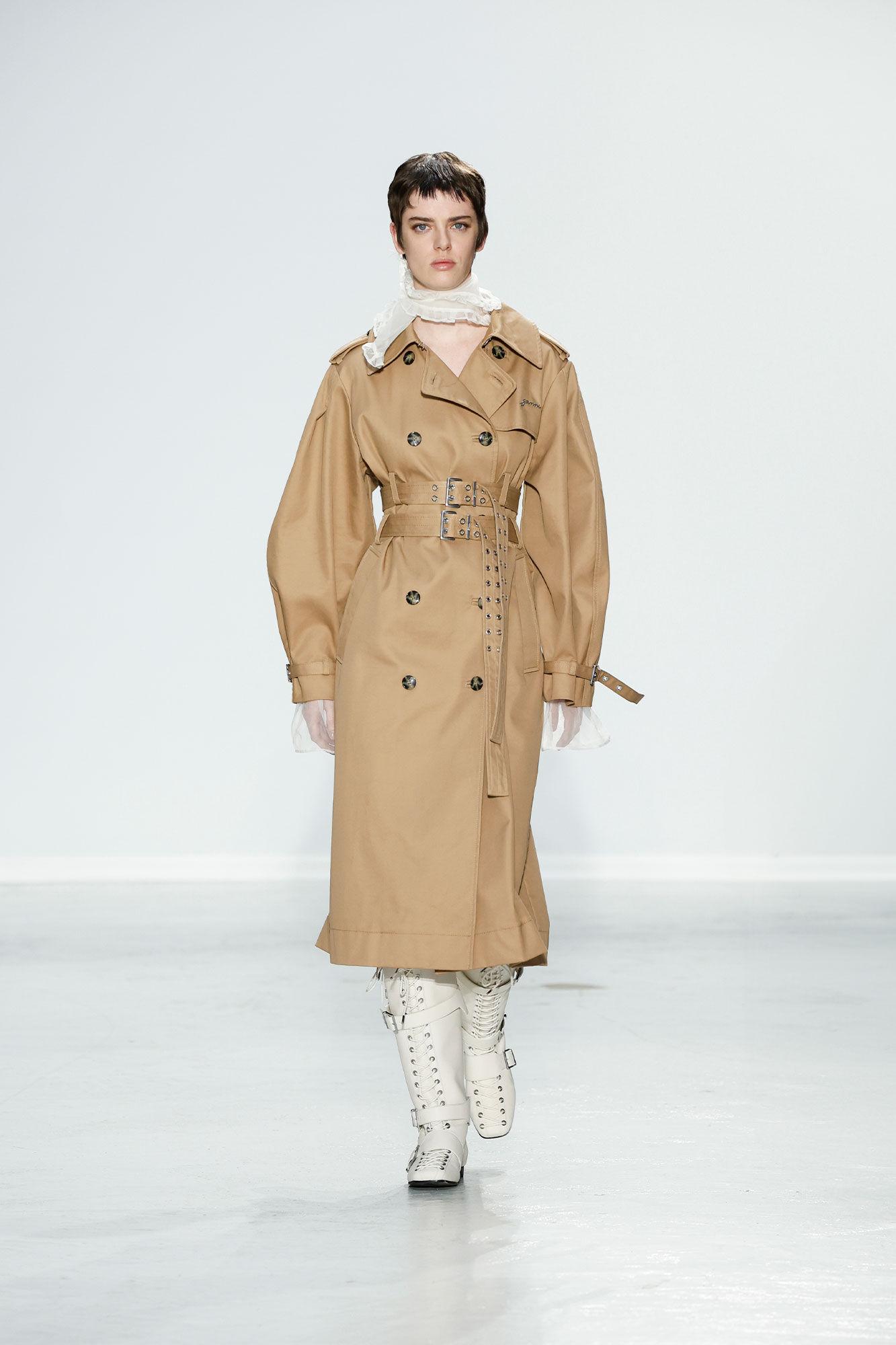 Camel Bonded Cotton Trench Coat Product Image