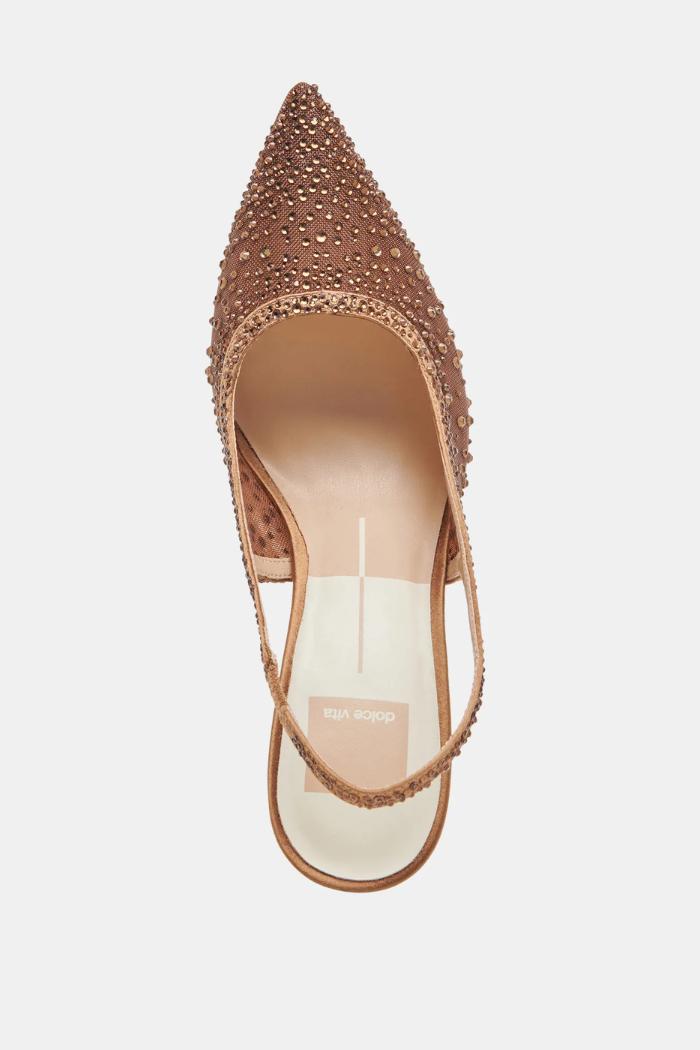 Kaye Crystal Heels - Mid Brown Mesh Product Image