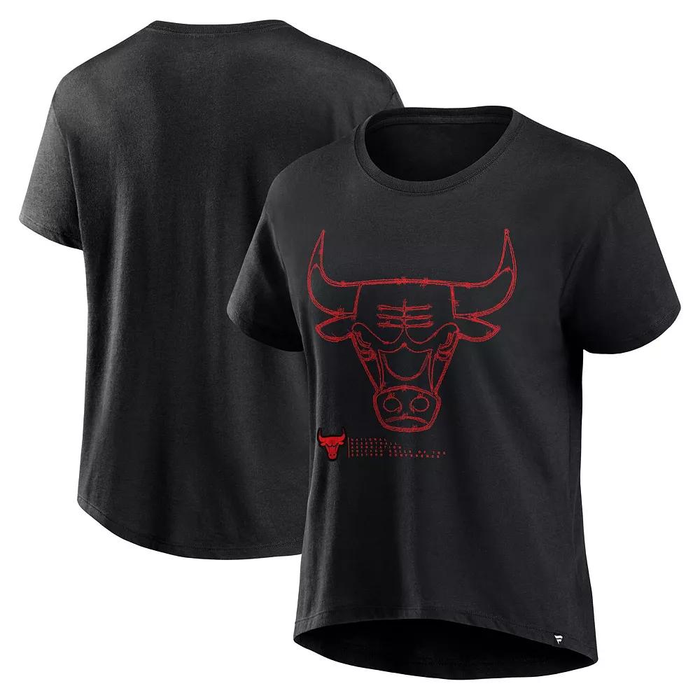 Women's Fanatics Black Chicago Bulls Hand Check T-Shirt,  Product Image