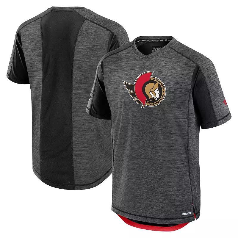 Men's Fanatics Heather Charcoal Ottawa Senators Authentic Pro Rink Performance T-Shirt,  Product Image