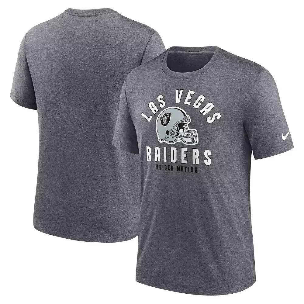 Men's Nike Heather Charcoal Las Vegas Raiders Helmet Tri-Blend T-Shirt,  Product Image