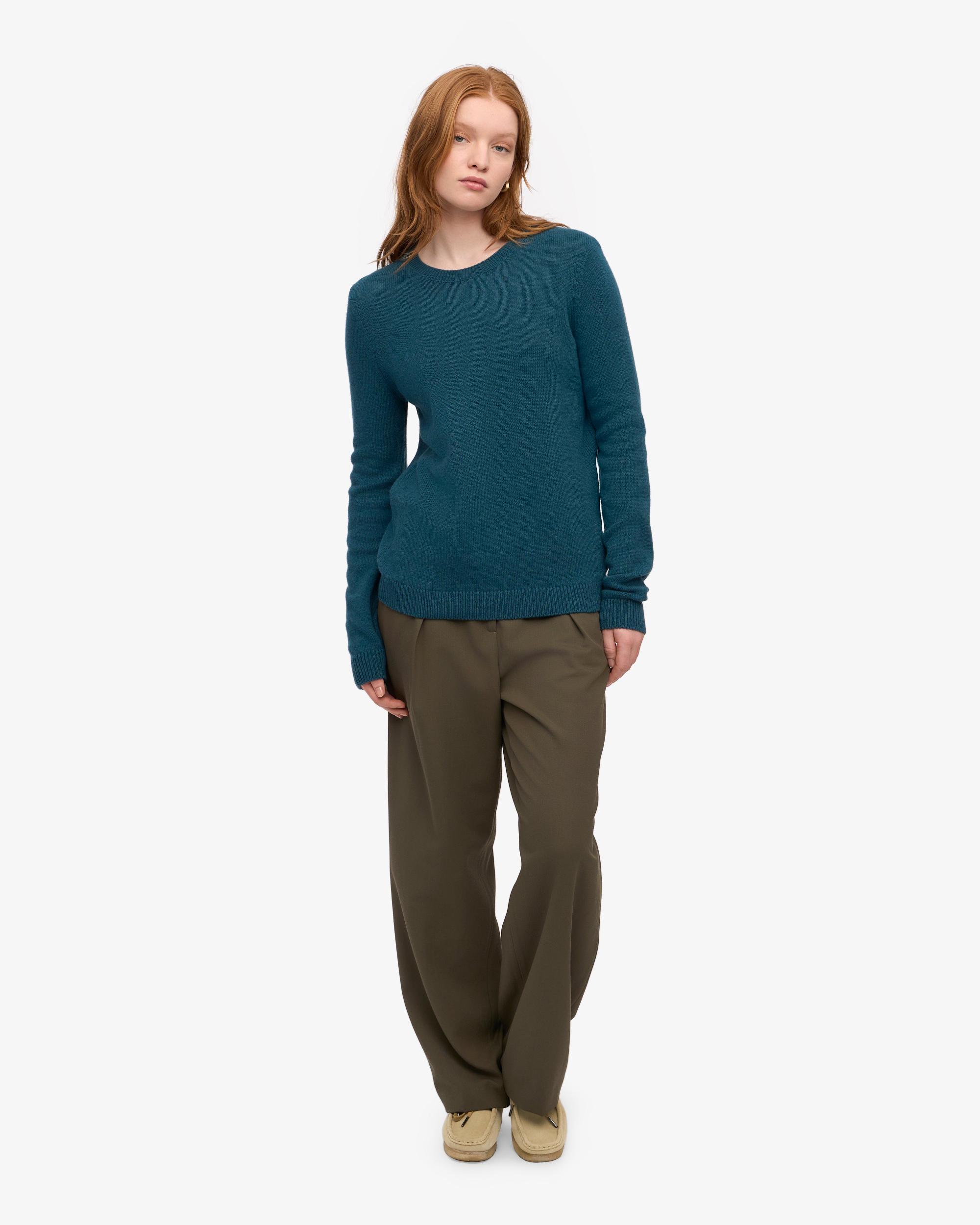 Women Classic Merino Wool Crew - Ocean Green Product Image