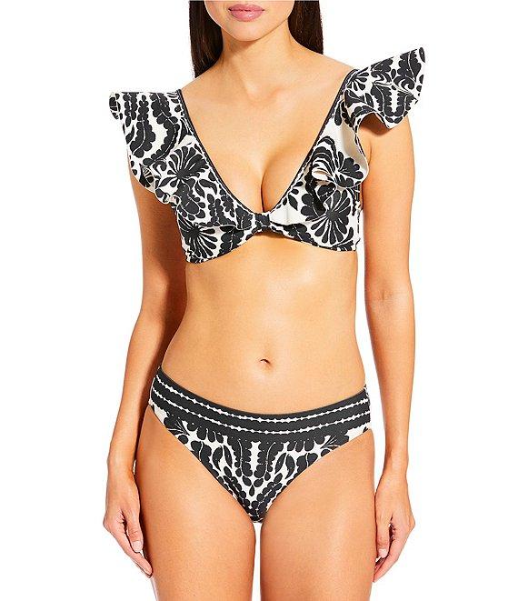 Antonio Melani Talavera Bonded Ruffle V-Neck Bralette Swim Top Product Image